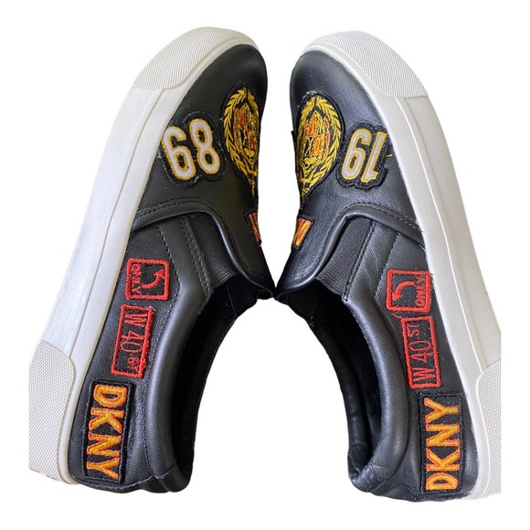 DKNY Baylee Black Leather Patchwork Slip On Sneaker Wm Sz 7 - Picture 4 of 10